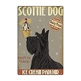 Scottie Dog Metal Sign Scottie Dog Fairy Fresh Ice Cream Tin Signs Retro Plaque Wall Decor Gift for Home Kitchen Club Bar Office People Cave Gym Vintage Poster 8x12 Inch