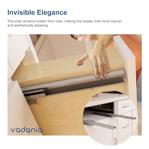 VADANIA Unterflurführung Bodenmontage, Soft Close, 40 kg Tragkraft, 3-facher Vollauszug, 450mm unsichtbare Schubladenführungen, 1 Paar