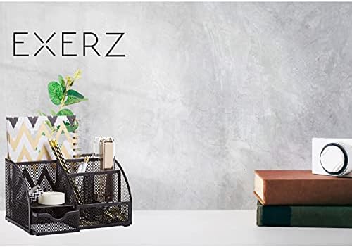 EXERZ Desk Organiser 2pcs set /Mesh Desk Tidy/Pen Holder/Multifunctional Organizer EX348 - Black