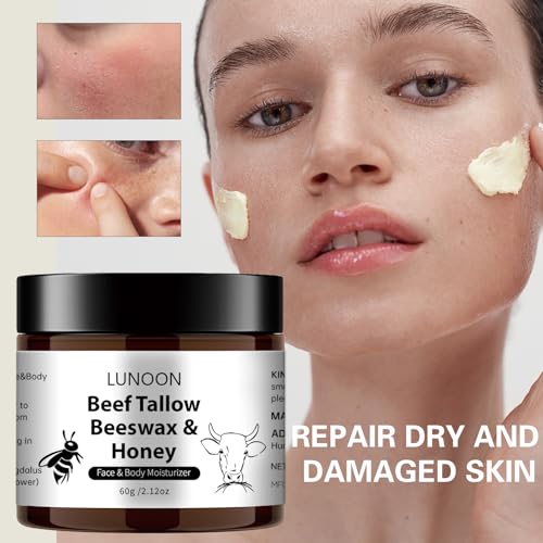 Beef Tallow Skincare，Beef Tallow Balm，Feuchtigkeitscreme für Gesicht & Körper, mit Bienenwachs, Honig & Talg，Deep Moisturizing