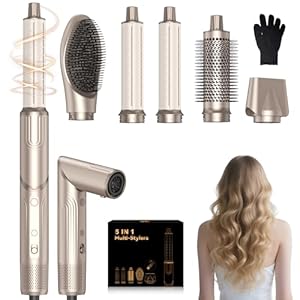 Atopskins 5 in 1 Air Styler set,Professioneller Haarstyler Set, 110000 U/Min,1400W, Hairstyler, Rundbürstenföhn, ockenstab Auto-Wrap, Glätteisen, Ionen Föhn, Zum Styling,Volumisieren,Locken und Glätte