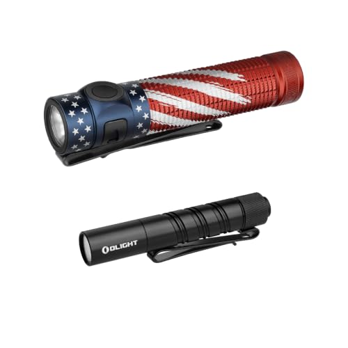 OLIGHT Baton4 Pro EDC Flashlight Rechargeable Bundle with I3T 2 Small Pocket Flashlight