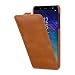 Produktbild StilGut Leder-Hülle für Galaxy A6+ (Plus) 2018 dünnes Flip-Case, Cognac