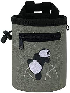 AMC Rock Climbing Panda Compact Chalk Bag with Adjustable Belt, Gray