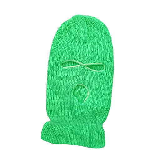 changchang High Fashion Unisex 3-Loch Sturmhaube Winddicht Gestrickte Gesichtsmaske für Wintersport in mehreren Farben, leuchtend grün, Einheitsgröße