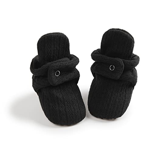Image of Babelvit Newborn Baby Boy Girl Soft Fleece Booties Stay On Infant Slippers Socks Shoe Non Skid Gripper Toddler First Walkers Winter Ankle Crib Shoes