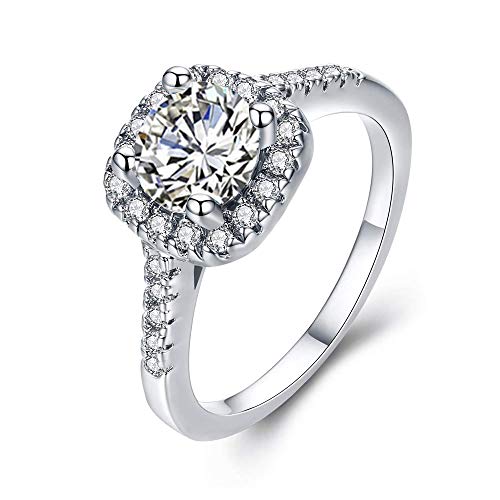 UFOORO CZ Ring Solitaire Crystal Women’s Engagement Rings Cubic Zirconia Wedding Band Gift