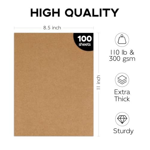 Heavy Weight 110lb Cardstock Brown Printer Paper, Goefun 100 Sheets Brown Cardstock 8.5 x 11 300 GSM for Invitations, Menus, Poster, DIY Card - Thumbnail 3