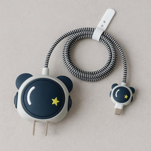 Image of Rycore 3D Cartoon Charger Protector Case for iPhone,Silicon Charger Case Cover for 18W-20W iPhone 15 14 13 12 11 Pro Max Fast Charging USB- C Adapter with Extra 360 Degree Protection and Cable Spiral