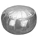 Rotot Pouf/Ottoman, Faux Leather Pouffe Cushion, Round Bean Bag Chair, Decorative Footstool, Comfortable Foot Rest, Soft Storage Solution or Wedding Gifts (Silver, Unstuffed)