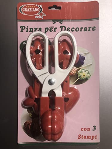 Graziano, Pinza per Decorare 17x8.5x5cm - 3 Stampi Intercambiabili (Cuore, Stella, Fiore), Per Cake Pops, Marshmallow, Cioccolatini