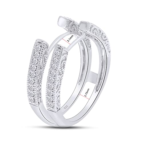 Affy Cathedral Ring Guard Enhancer With In 14K White Gold Over Sterling Silver With Cubic Zirconia Ring Size -6 #TOP4