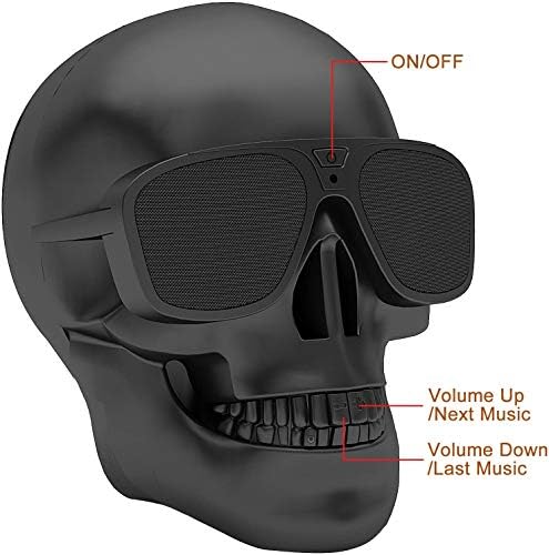 YDKJ Skull Bluetooth Wireless Speakers, Portable Stereo Speakers, Dual Speakers Exclusive Bass USB Private Mode Audio, Suitable for Indoor And Outdoor Parties,Black,L