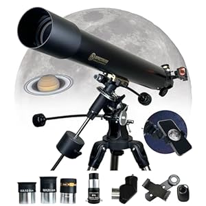 SpectrumOI 80mm Telescope for Kids 8-12 Telescope for Adults Astronomy Gifts – Premium EQ Refractor Telescope with Aspherical Eyepiece
