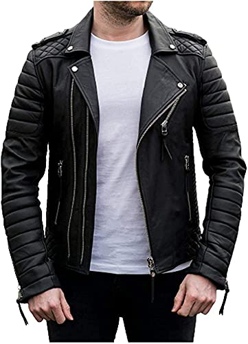 Men Leather Jacket - Lambskin Winter Vintage Motorcycle Biker, Moto Riding & Racing Jacket