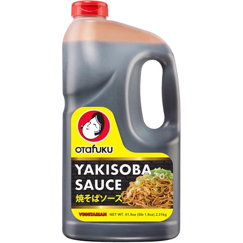 Otafuku Yakisoba Sauce for Japanese Stir Fry Noodles, Vegan Yakisoba Sauce Authentic Umami Flavor - No Artificial Flavors, Colors or Preservatives, Restaurant Size (81.5 Oz) 1/2 Gallon