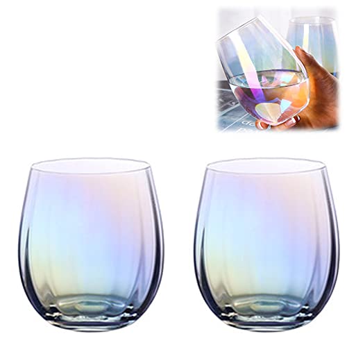 Verres Aperitif, Transparent Multi-Colour Cristal Arc-en-ciel Verre a Vin Rouge, Flute Champagne Tumbler, Verre Gin Tonic, Service de Verres a Pieds pour la Maison, Restaurants et Fêtes (Tasse d'eau)