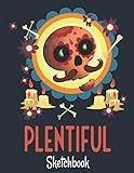 Dia de los Muertos - Plentiful Sketchbook: Orange Sugar Skull Themed Plain Paper Notebook for Sketching, Drawing, Designing, Writing, Creative ... With Table of Contents and 300 Numbered Pages