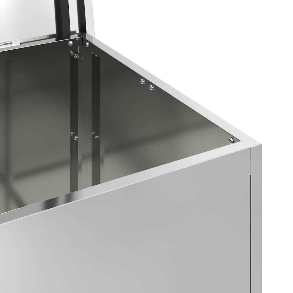 Contenitore esterno argento 80 x 50,5 x 50 cm, in acciaio zincato, resistente alle intemperie, per giardino, terrazza, organizzazione all'aperto, 14,1 kg