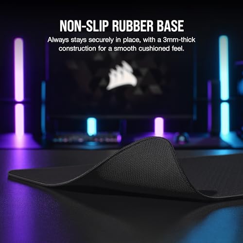 CORSAIR MM500 v2 Hybrid Cloth Gaming Extended Mouse Pad – 93cm x 30cm – Spill-Proof Coating – Anti-Fray Stitched Edges – Non-Slip Rubber Base – Black - Image 4