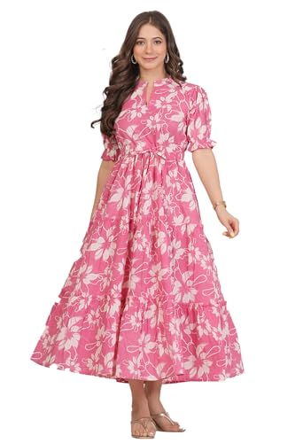 Image of Kuruti B Sheets Women's Cotton Fit & Flare Calf Length Printed Kurti for Women