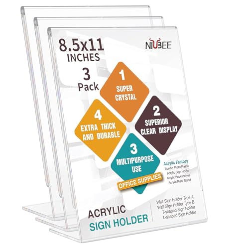 Support de panneau acrylique NIUBEE vertical double face transparent haute stabilité lot de 3
