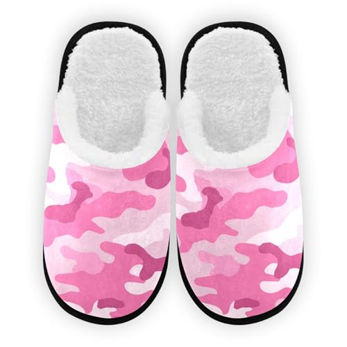 Retro Camo Pink Slippers For Women Men Soft Memory Foam Non-Slip Camouflage Winter Indoor House Shoes Travel Slipper