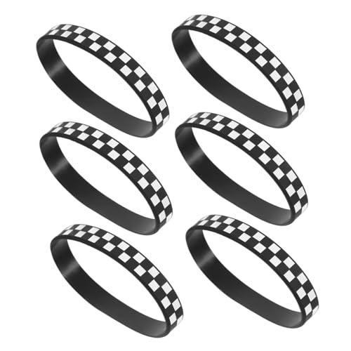CIYODO 12Pcs Checkered Plaid Silicone Wristbands for Racing Theme Events Party and Favors for Adults