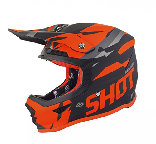 SHOT Casque Cross Furious Score, Noir/Néon Orange, Taille Xs