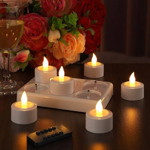 Luci da tè ricaricabili: contiene 6 luci da tè a LED con batteria ricaricabile incorporata. La fiamma realistica crea un'atmosfera romantica in occasione di cene, feste, matrimoni e decorazioni per la casa.
