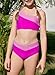 blibean Teen Girls Swimsuit Big Kids Bathing Suits Tween Fashion Cutout Colorblock Bikini Sets Three Piece Hawaii Removable Pad Beach Swimwear Traje De Baño para Niñas Size 10-11 Years Old Hot Pink