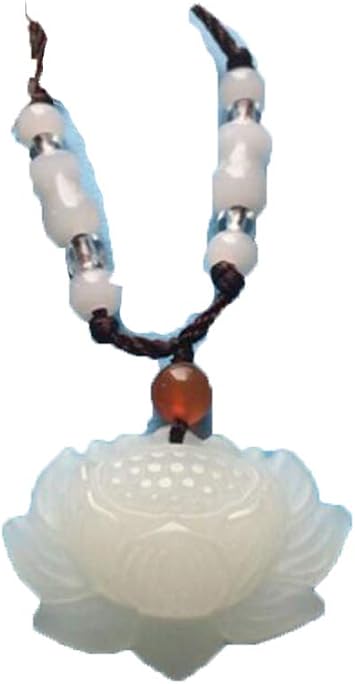 Natural White Jade Lotus Pendant Necklace for Men and Women Bud Water Lily Pendant Blossoming Riches and Honor Jade Pendant