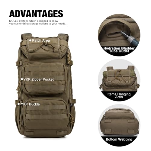 Mardingtop 25L Wanderrucksack Militär Outdoor Rucksack - Leichter Taktischer Rucksack mit MOLLE-System für Wandern, Jagd, Reisen, Sportaktivitäten, Bergsteigen