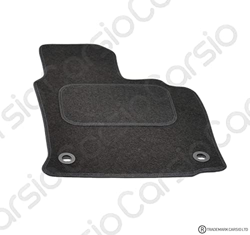 Carsio Tailored Black Carpet Car Mats for Golf MK5/Jetta 2004-2007 - 4 Piece Set with 4 Oval Clips