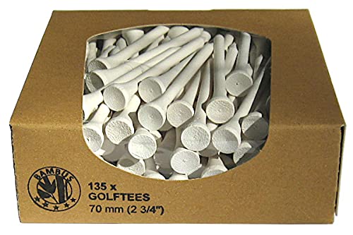 Golf TEES in der ÖKO-Box - 54mm (150 STK) / 70mm (135 STK) - Hartholz oder Bambus - versch. Farben (70 mm (Bambus), weiß) Cover