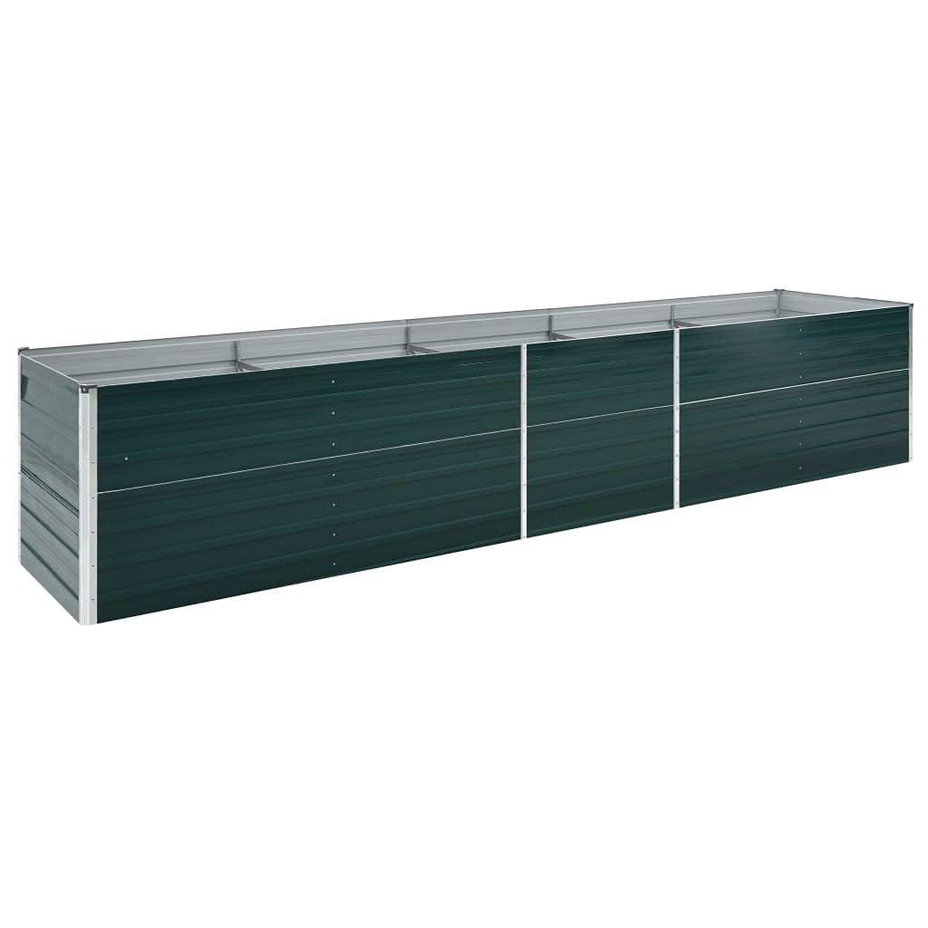 Jardinera elevada, acero galvanizado, 400 x 80 x 45 cm, verde, apto para balcones de jardín al aire libre