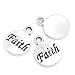 50 Antique Silver Circle Round Faith Word Charm with Ring 15 x 12mm