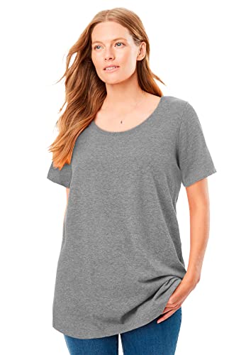 Woman Within Plus Size Perfect Short-Sleeve Scoopneck Tee