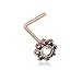 Rose Gold Lotus Filigree Sparkle Icon L-Shaped Nose Ring 316L Surgical Steel