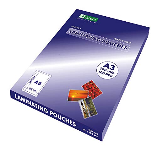 Feuilles pour plastifieuse A3 100mic D.RECT | Film brillant transparent pour document