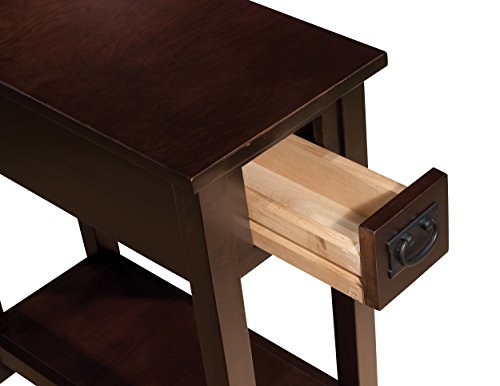 Mission Chair Side End Table With 1 Drawer And Open Shelf, Espresso #TOP4