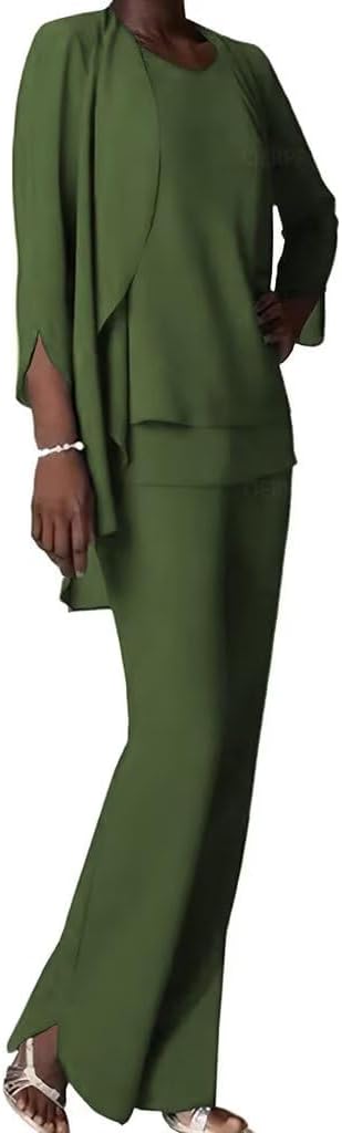 Chiffon Mother of The Bride Pant Suits for Wedding Long Formal Pant Suits for Women Dressy
