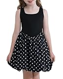 HIGHUZZA Girls Summer Dresses Tween Back to School Outfits Casual Bubble Hem Sleeveless Polka Dot Sundress with Pockets