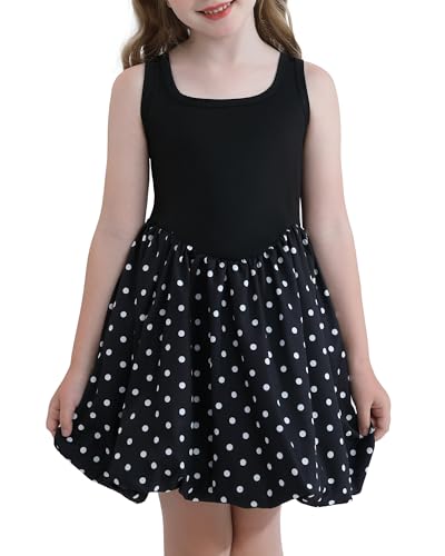 Girls Summer Dresses Tween Back to School Outfits Casual Sleeveless Bubble Sundress with Pockets for 7-12 Years