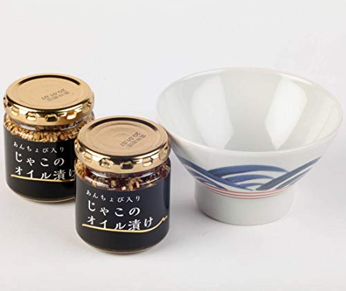 砥部焼 くらわんか茶碗(赤)・じゃこオイル漬けセット ISフーズ ちりめんじゃこ 愛媛