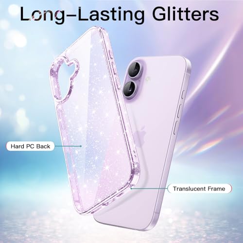 Image of JETech Glitter Case for iPhone 17, Purple | Sparkly Glitter Design, Shockproof Cover, Clear Back, Stylish Look