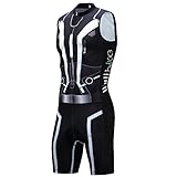 Men's Cycling Jersey Set Quick-Dry Bike Shirt for Men with 3D Padded Bib Shorts (Black, XXL)