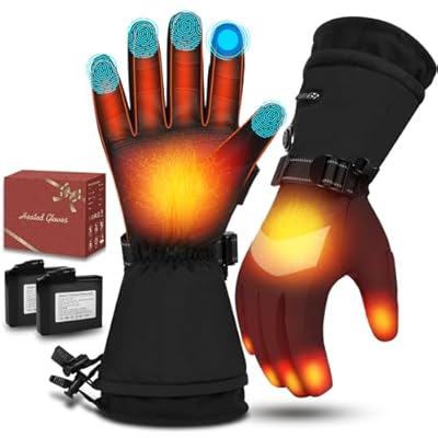 Heated Gloves for Men Women Rechargeable, Upgraded Winter Gloves Rechargeable Battery Electric Heated Gloves Windproof Waterproof Ski Gloves for Outdoor Skiing Hunting Hiking Fishing (XXL)
