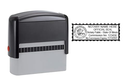 Illinois Notary Stamp Self Inking | Grey Printy 4913, 2.3x0.81” Rectangular Prints (Stamp Only)