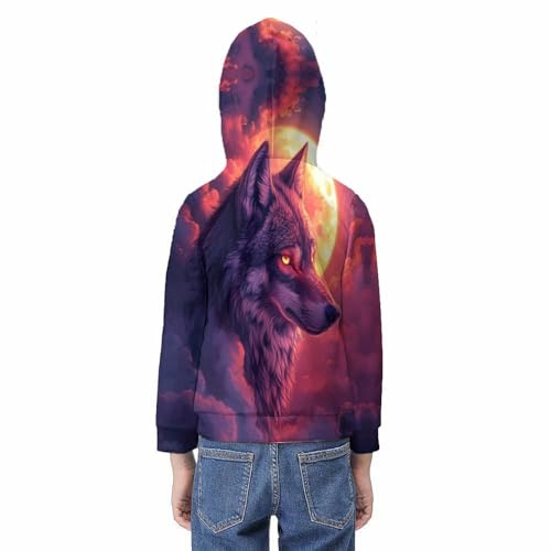 Wolf Sweat À Capuche imprimé 3D pour ado 12-14 ans avec poches - 6
